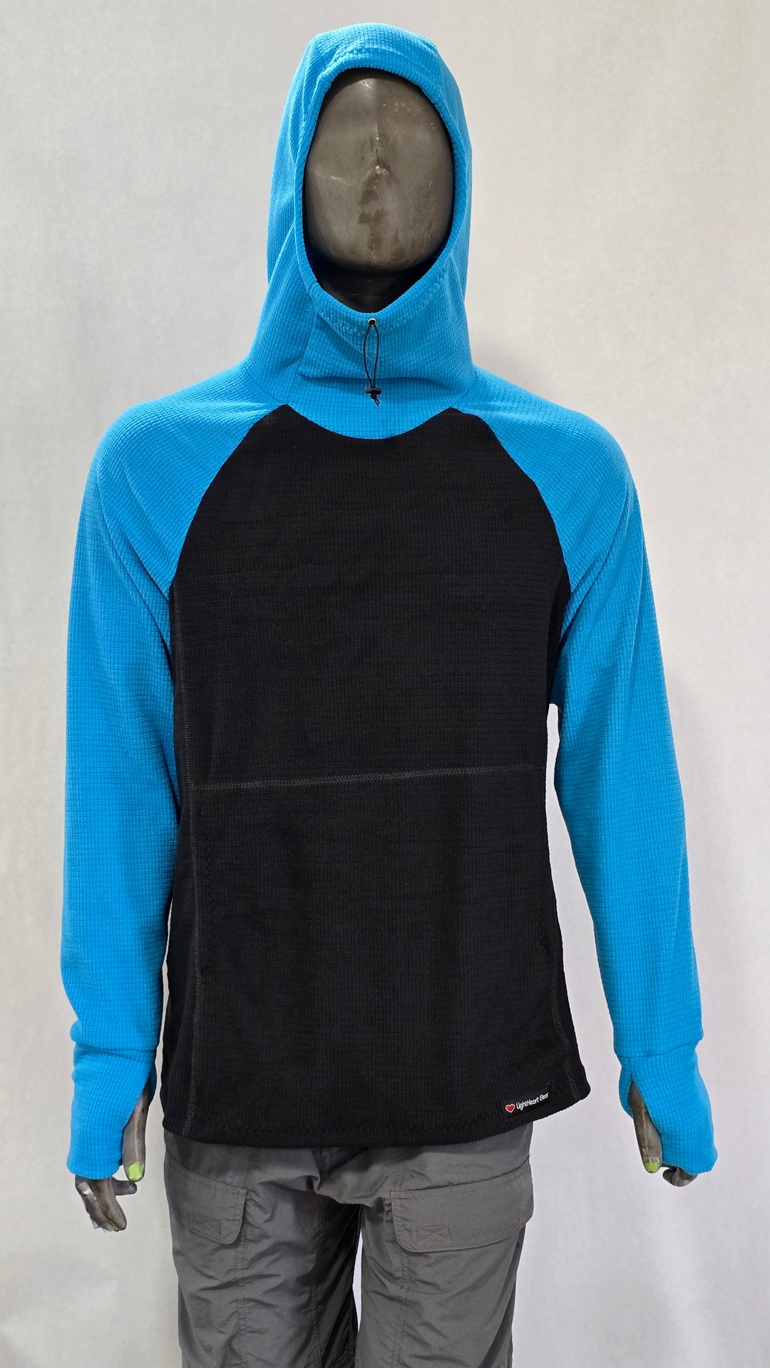 Men's Hoodie - Black w/ Sky Blue sleeves & hood
