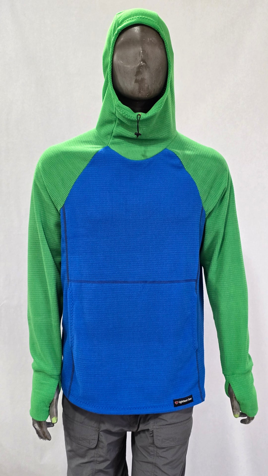 Men's Hoodie - Blue w/ Green sleeves & hood