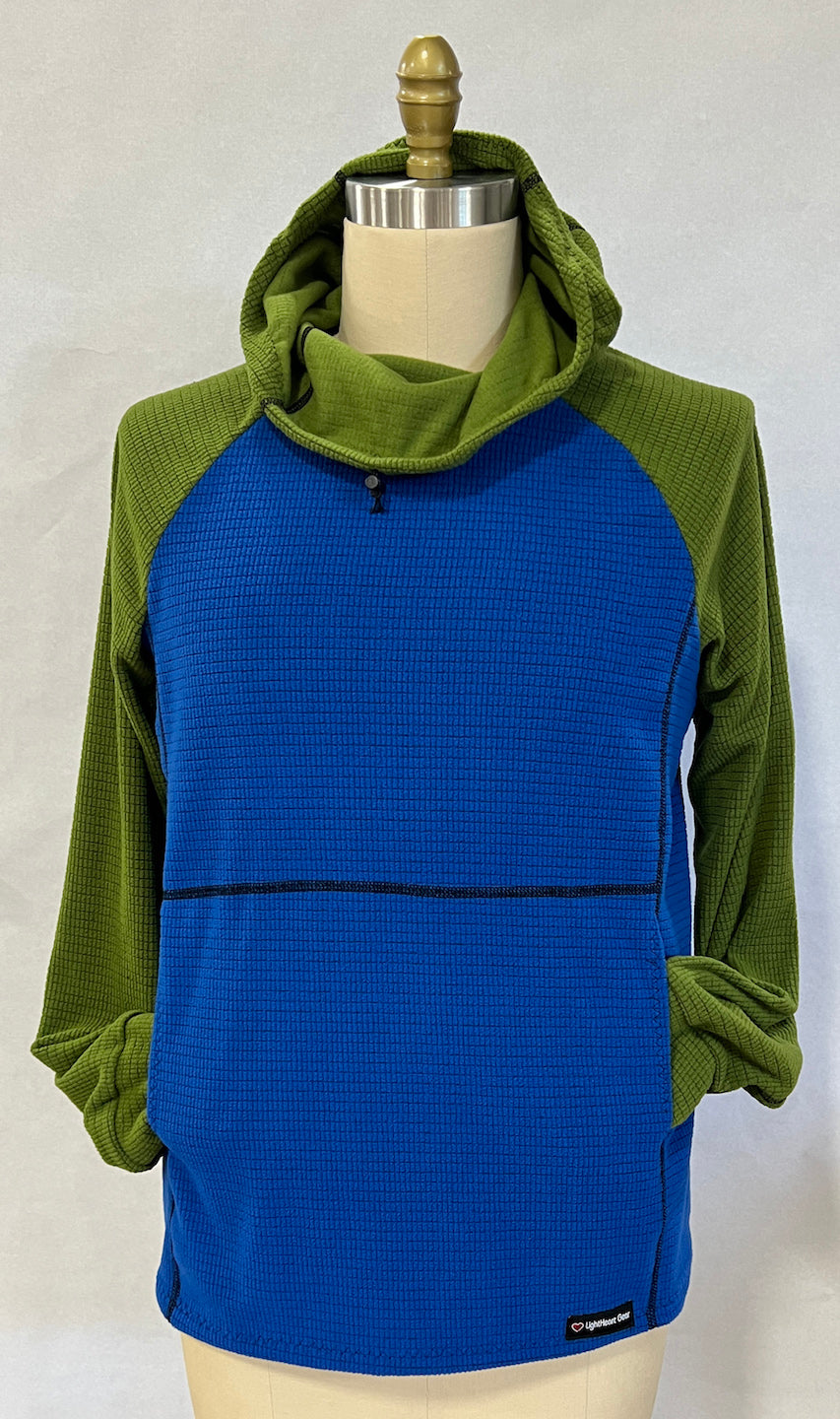 Women's Fleece Hoodie - Blue w/ Green sleeves & hood