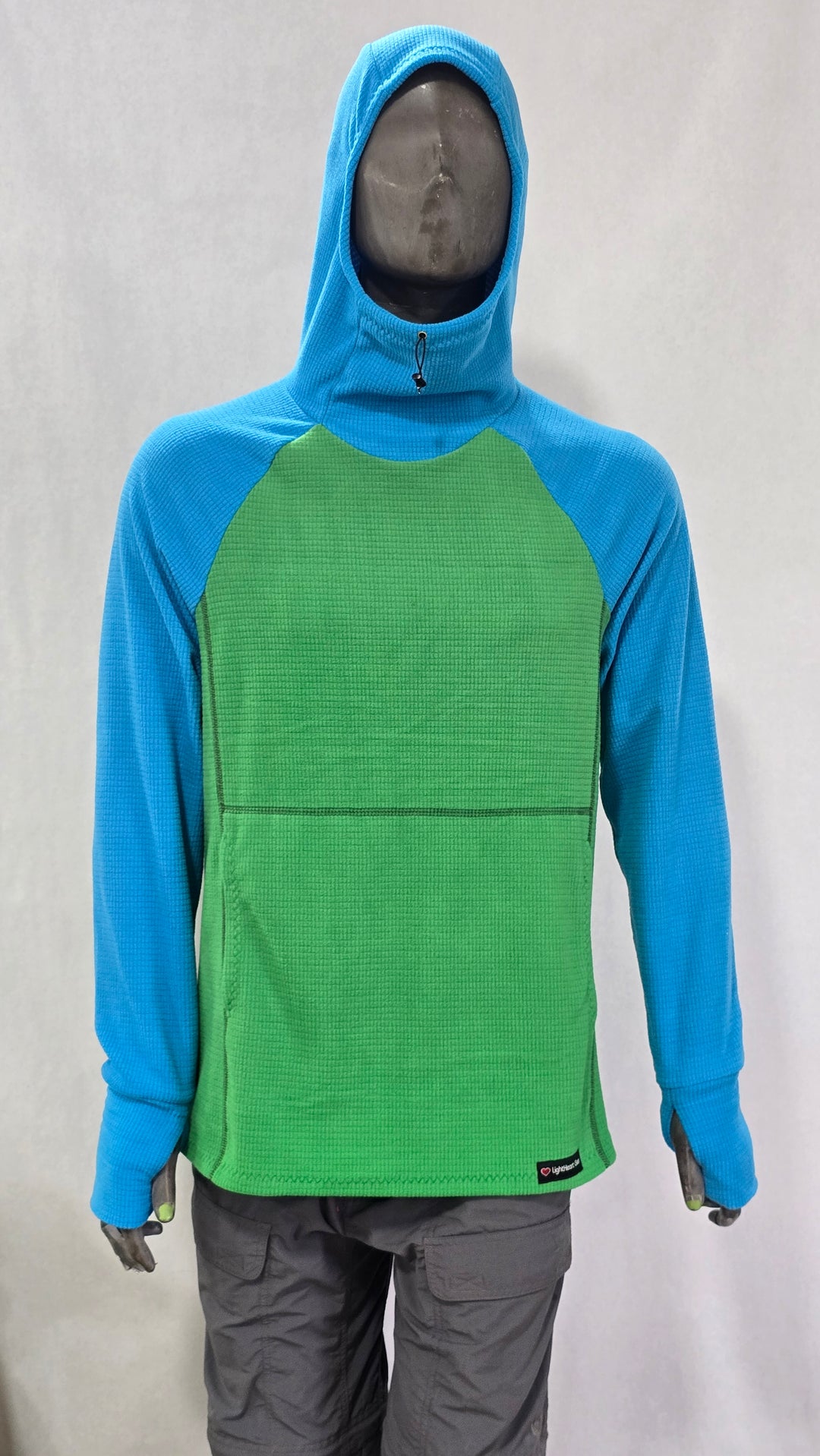 Men's Hoodie - Green w/ Sky Blue sleeves & hood