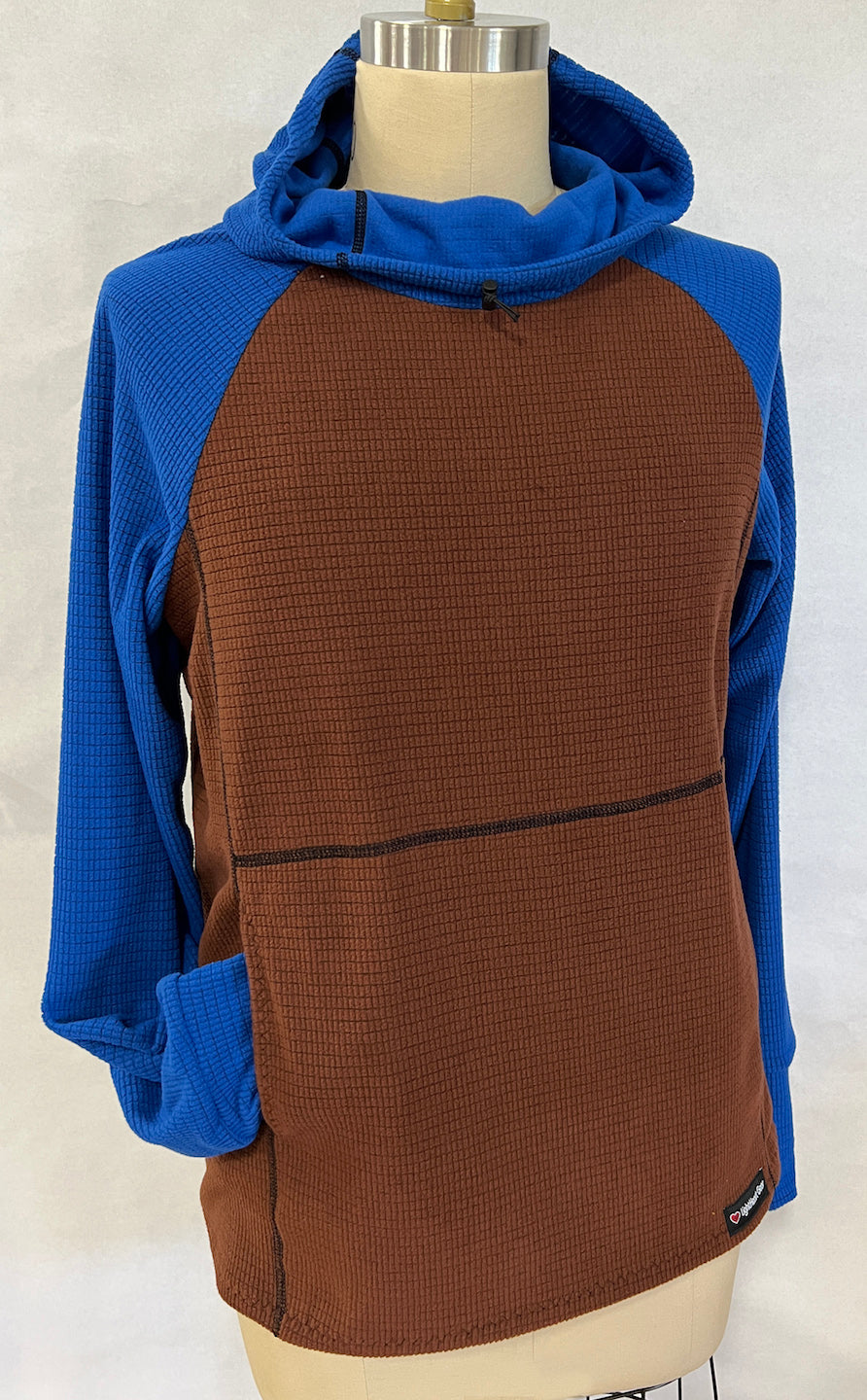 Women's Fleece Hoodie - Brown w/ Blue sleeves & hood